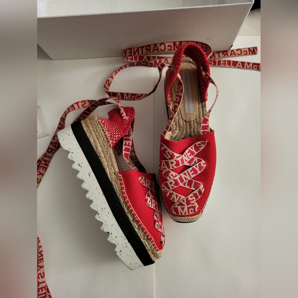 Stella McCartney Red Gaia Platform Espadrilles Size 42 NWT